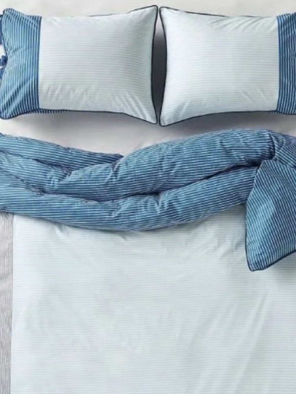 New Anthropologie Nautical Cottage Cotton Blue Stripe KING Duvet Cover.NO SHAMS